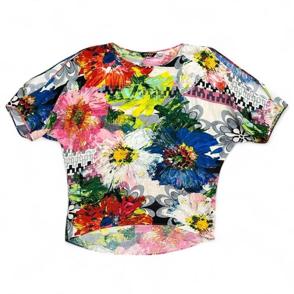 Vintage James World Cold Shoulder Rayon Resort Blouse - Picture 1 of 8